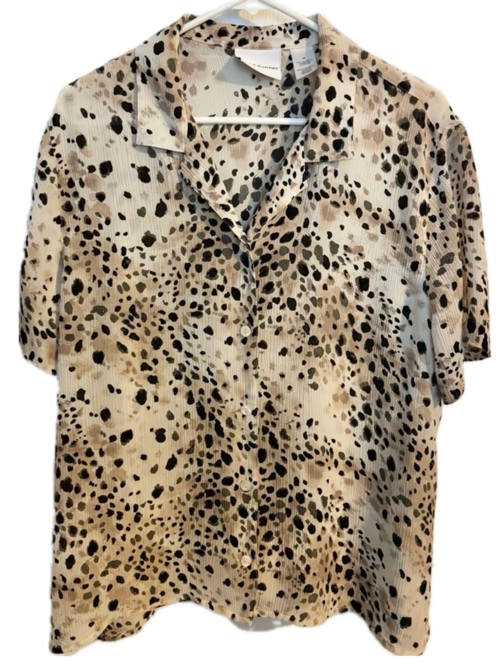 Cheetah Leopard Animal Print Top sz 18 Semi-sheer Crinkle Alfred Dunner